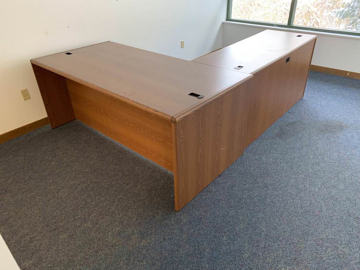 Hon Oak Laminate L Shaped Desk