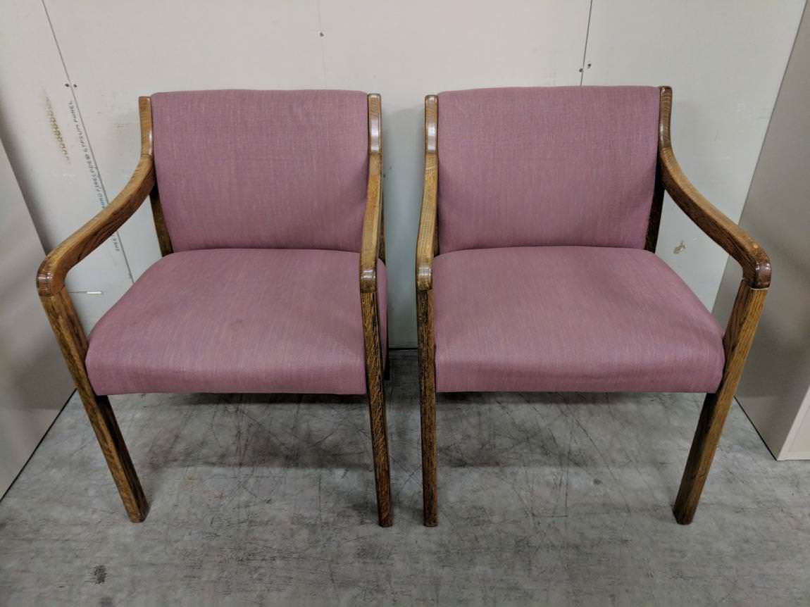 Red Fabric Guest Chairs with Wood Frame