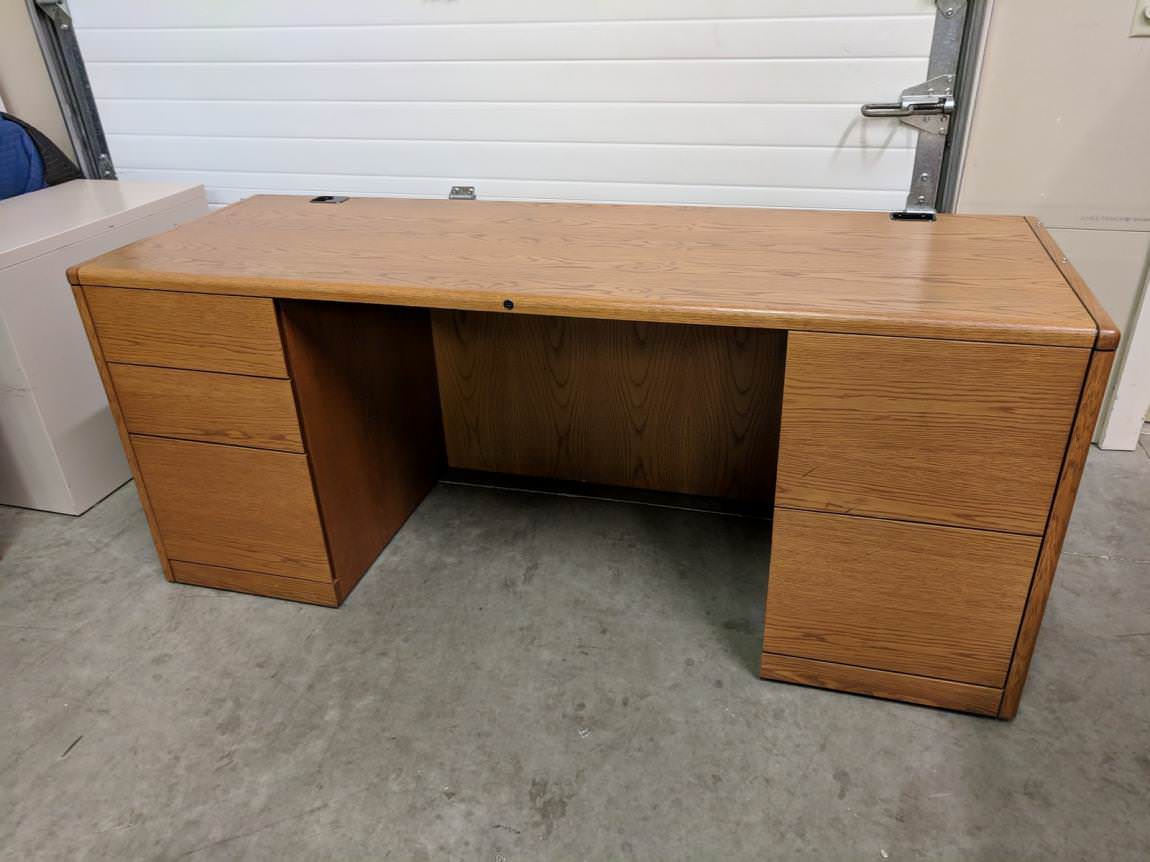 Oak Laminate Desk with Drawers