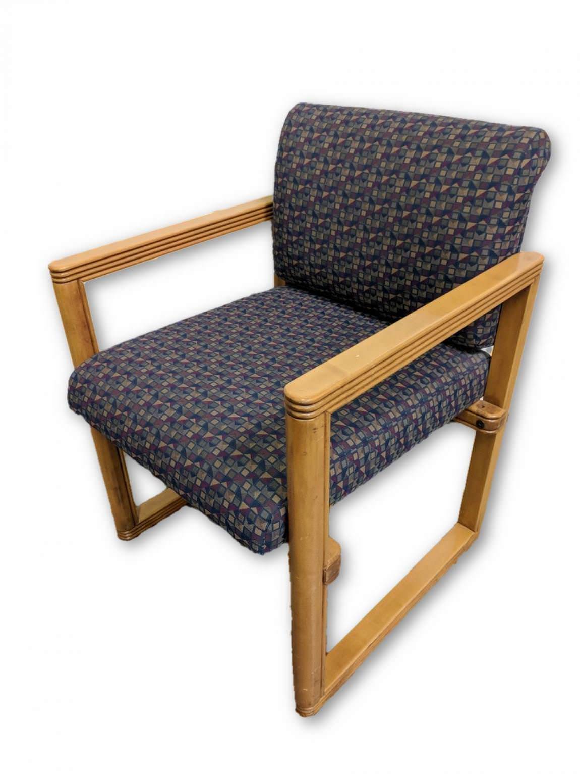 Blue Fabric Guest Chair with Solid Wood Frame