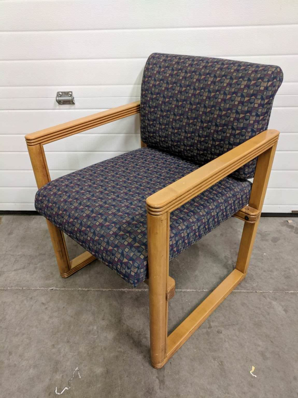 Blue Fabric Guest Chair with Solid Wood Frame