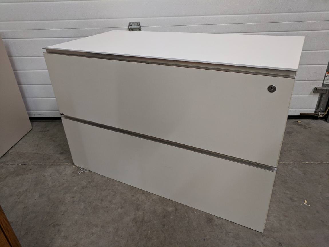 White Laminate 2 Drawer Lateral File Cabinet