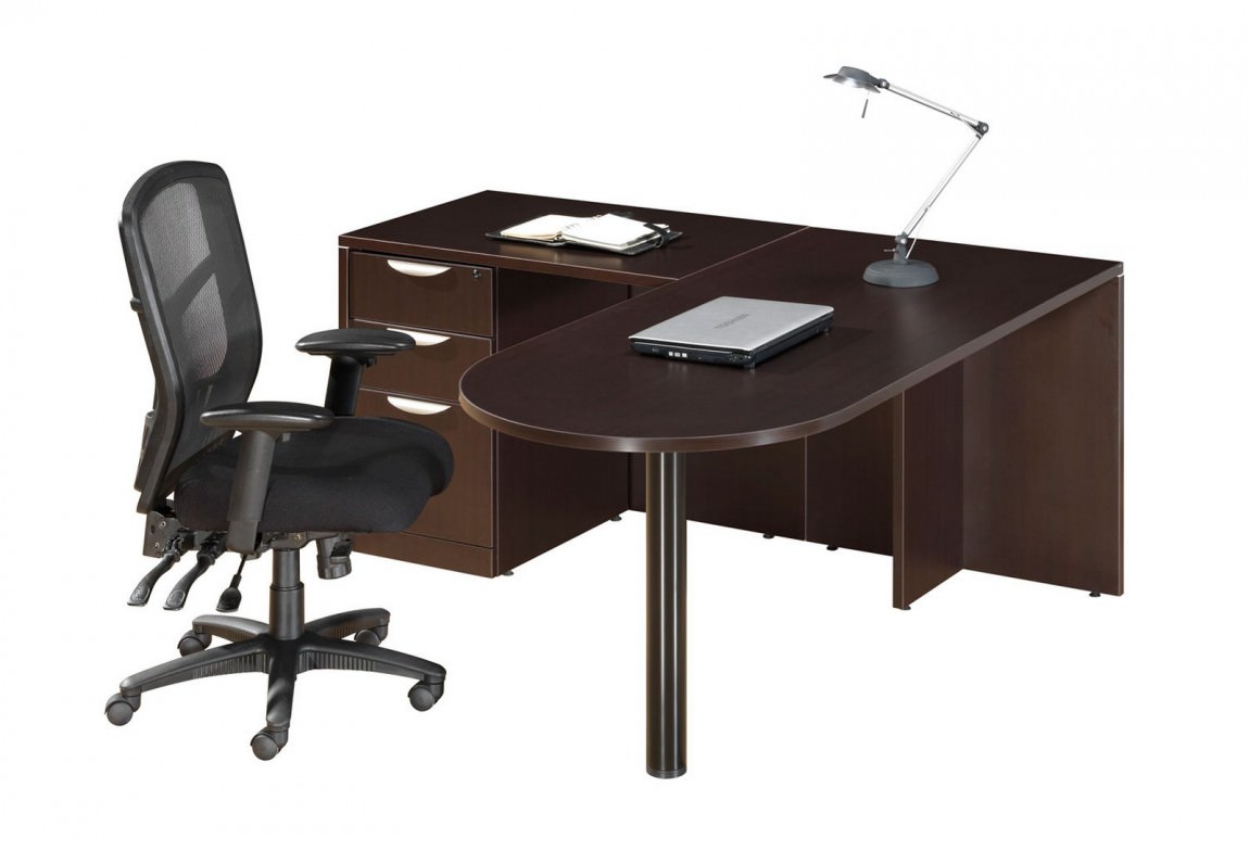 Home Office Peninsula Desk With Drawers