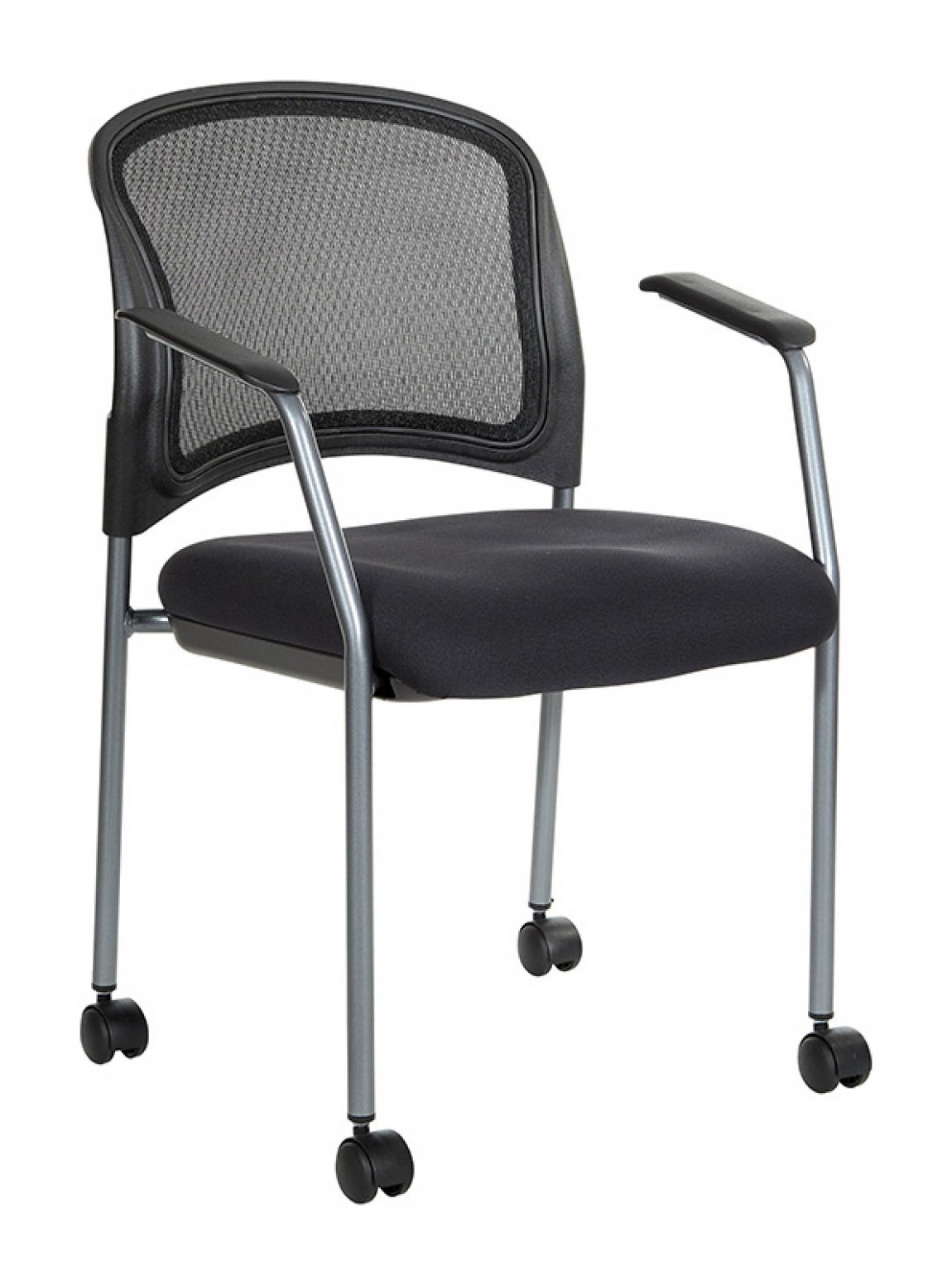 Black Rolling Mesh Back Stacking Chair | Pro Line II by Office Star ...