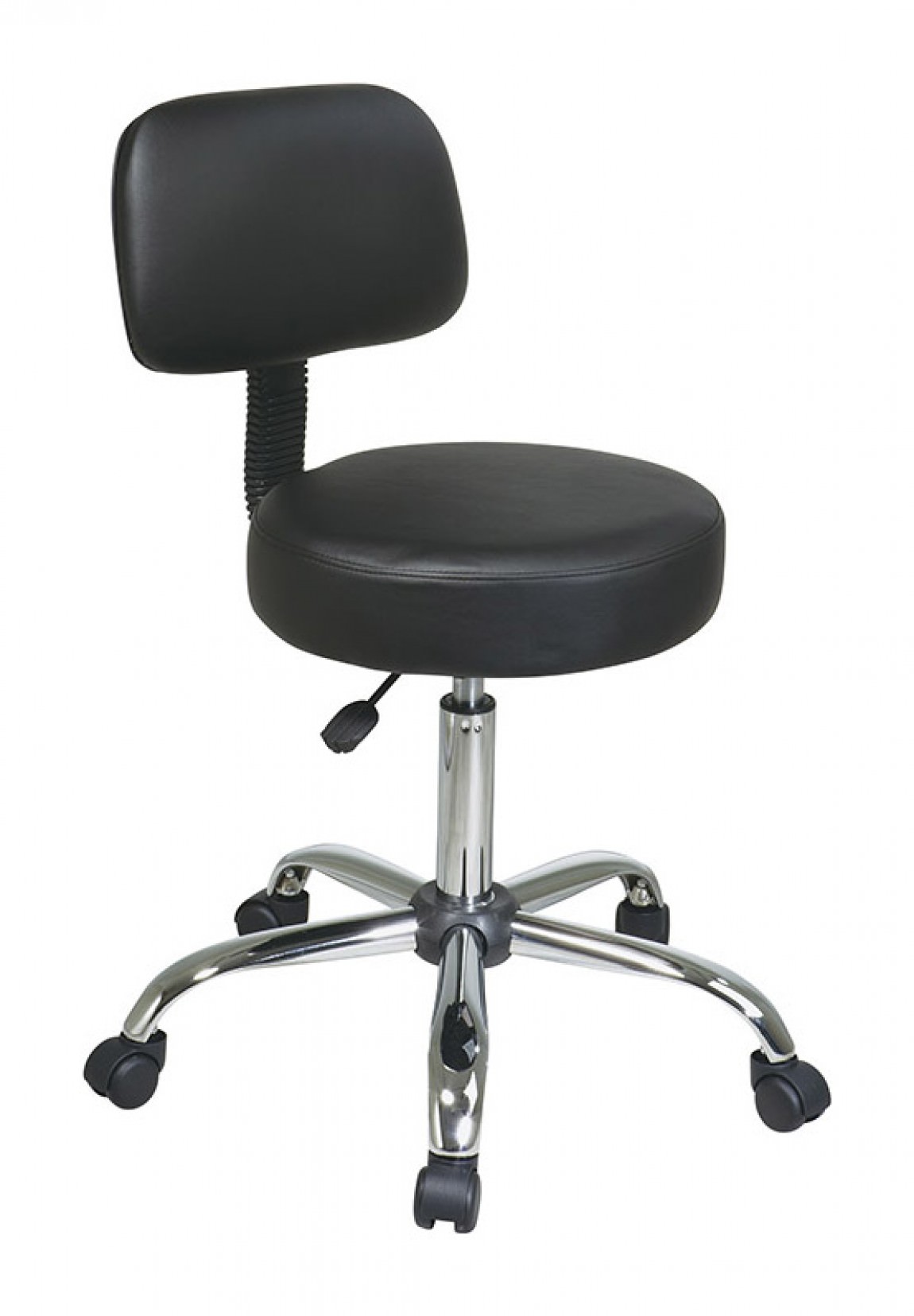 Black Rolling Stool Chair 25.5 x 21.5 x 32.75-37.75 : ST235V-3 - Work  Smart by Office Star Products