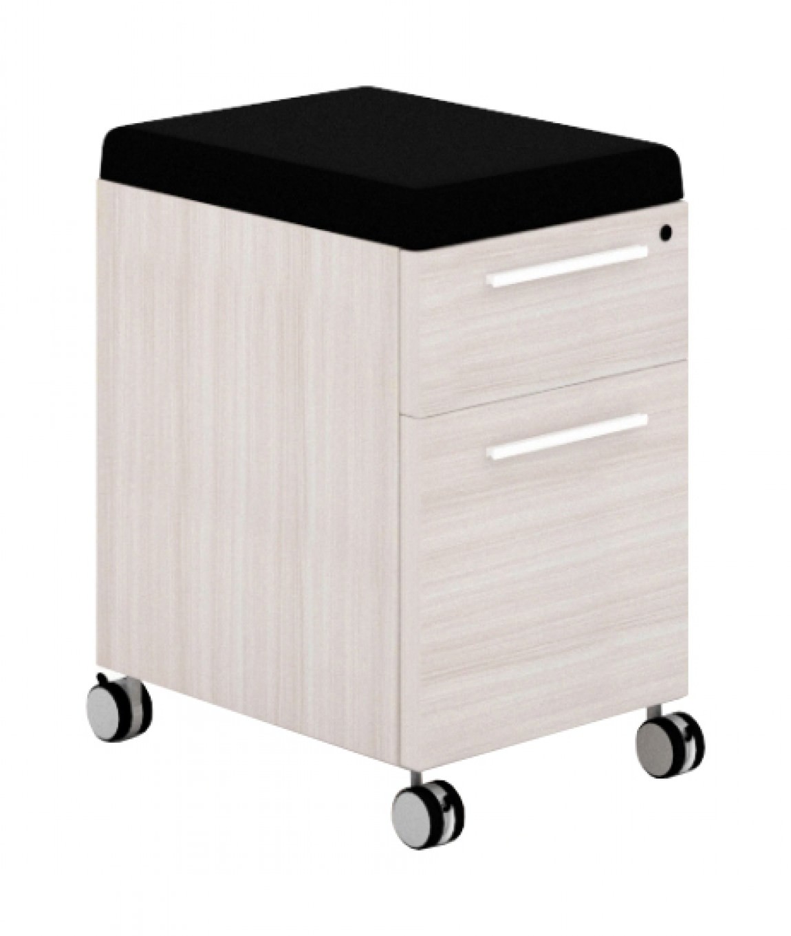 Mobile Pedestal Drawers with Black Fabric Cushion