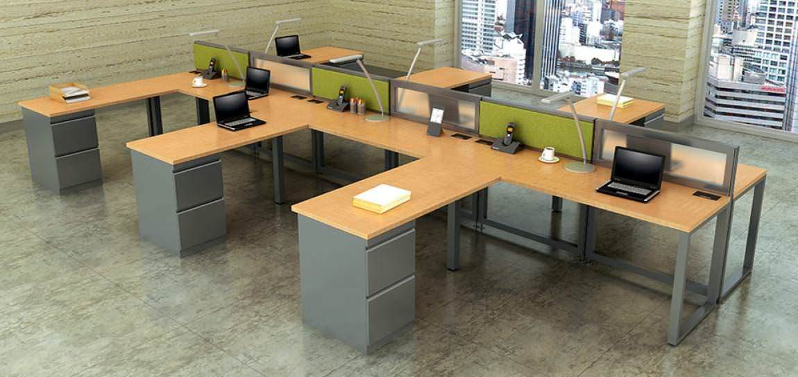 6 Person Modular Cubicle Workstation Desk - Engage by RSI Systems Furniture  | Madison Liquidators
