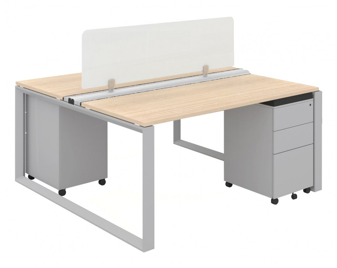 2 Person Workstation with Acrylic Panel