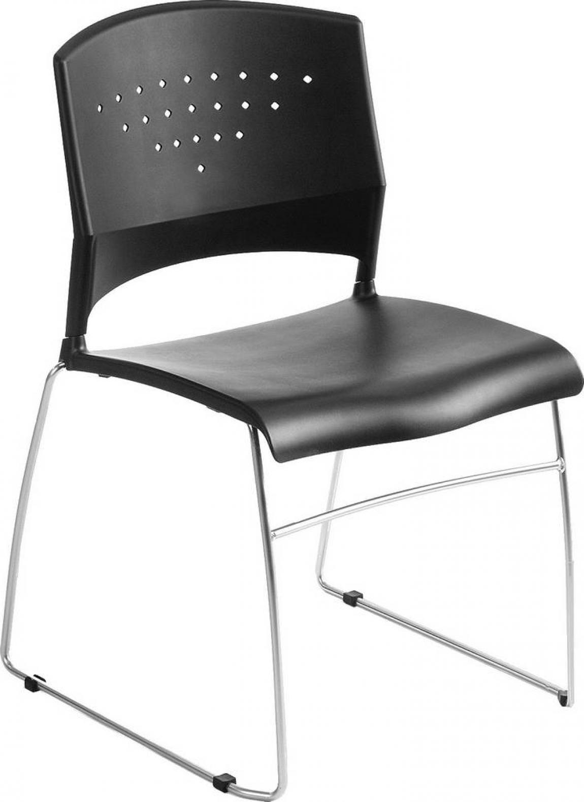 Black Stackable Chair with Chrome Frame