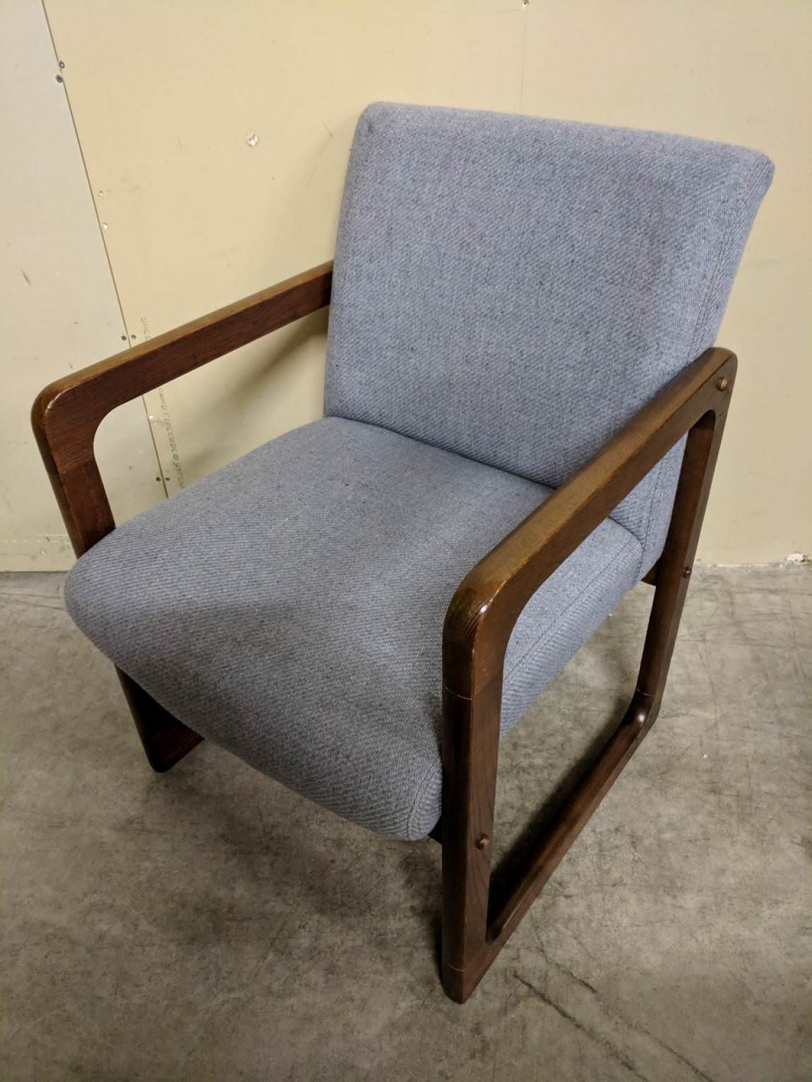 Light Blue Guest Chair with Wood Frame