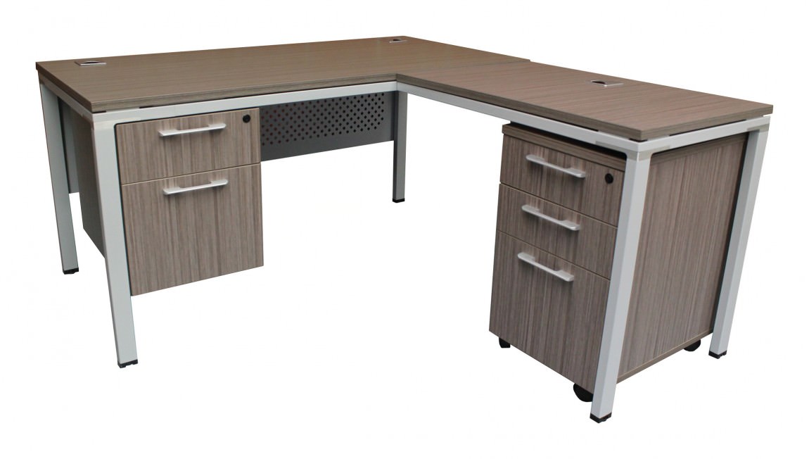 Boss Simple System Double L shaped Pedestal Office Desk