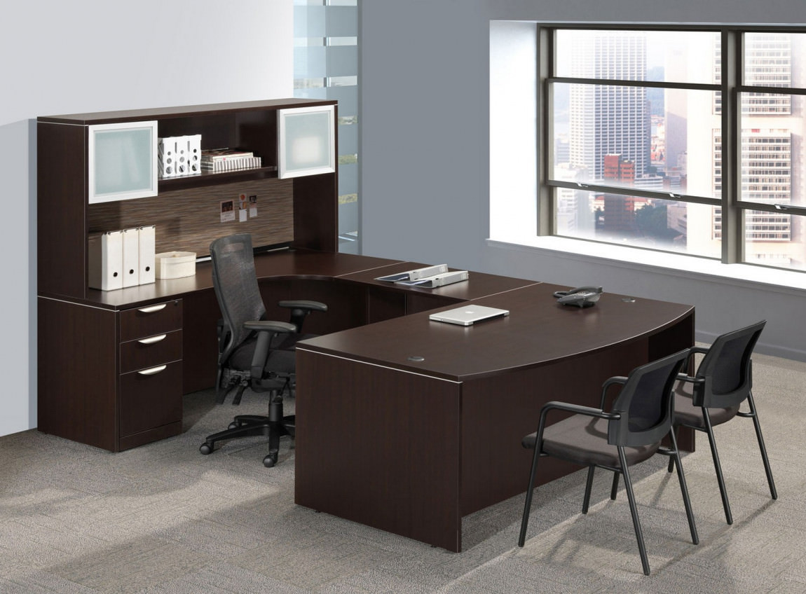 Executive U Shaped Desk With Hutch, Executive U Shaped Desk With Hutch And Storage Cabinet