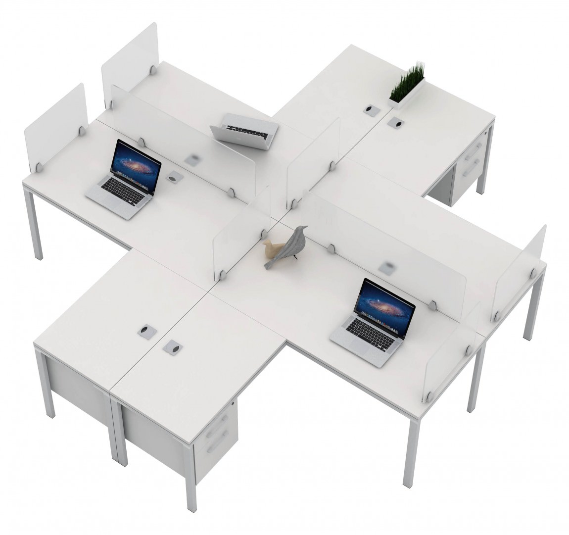 4 Person Workstation with Drawers