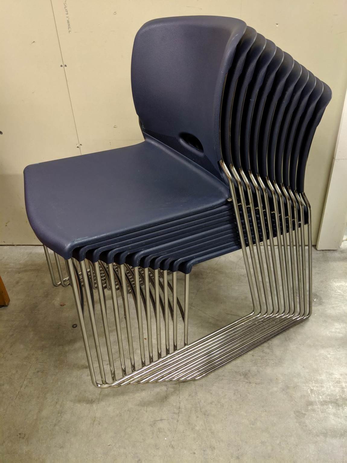 Blue Plastic Stacking Guest Chairs