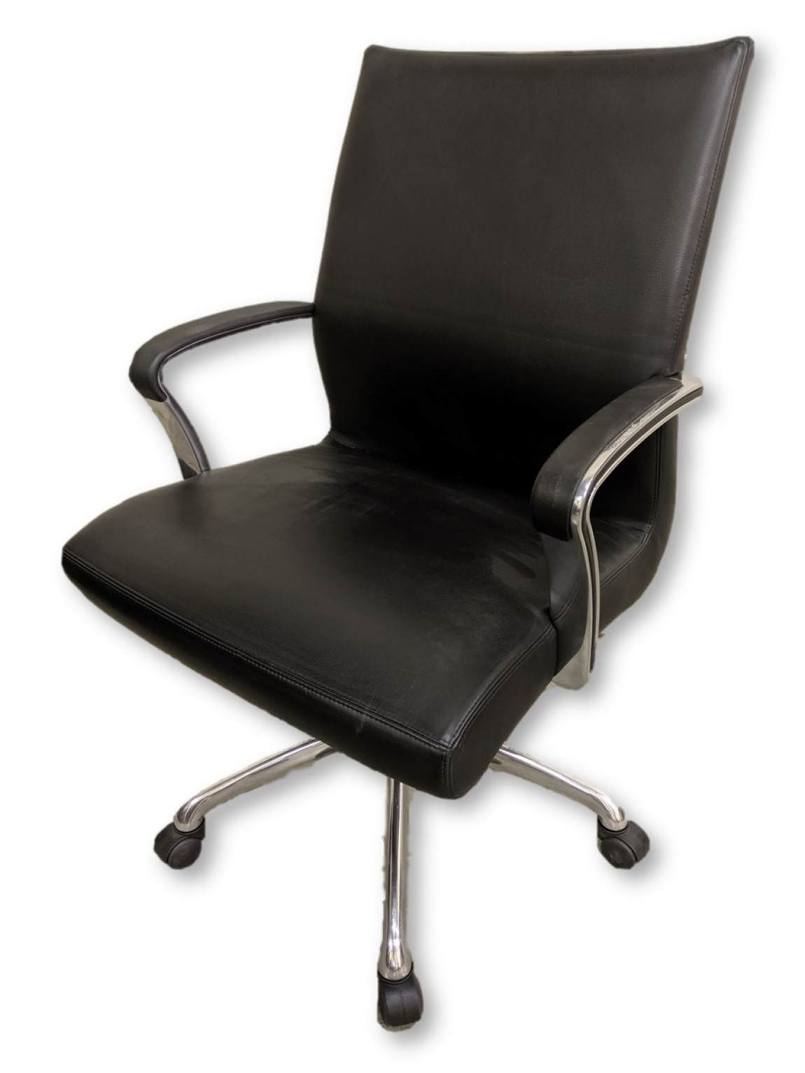 Brayton International Black Vinyl Rolling Office Chair with Chrome Base