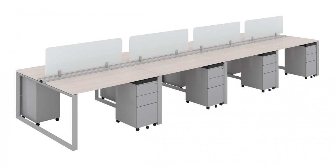 8 Person Workstation with Privacy Panels