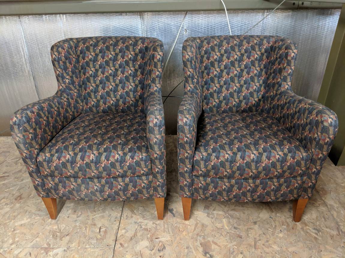 Bernhardt Blue Fabric Club Chairs