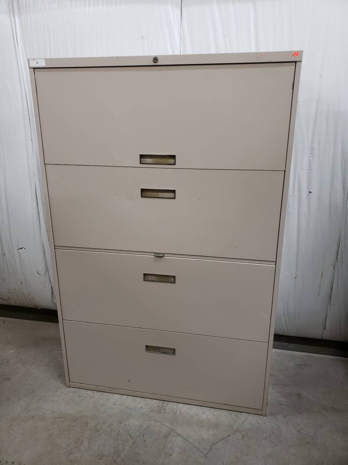 Beige 4 Drawer Lateral Filing Cabinet – 42 Inch Wide