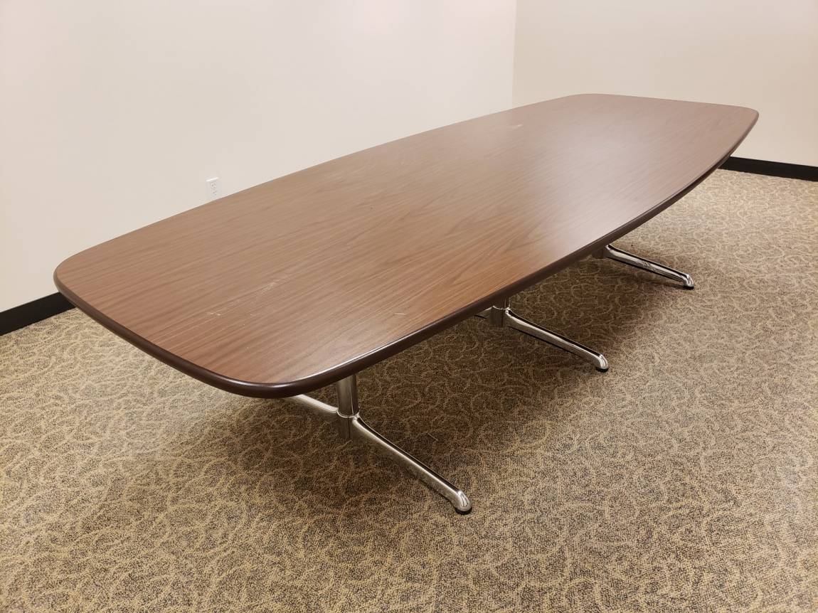 10 FT Dark Walnut Boat Shaped Conference Table