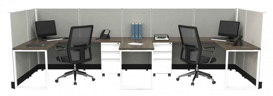 2 Person Cubicle with Drawers