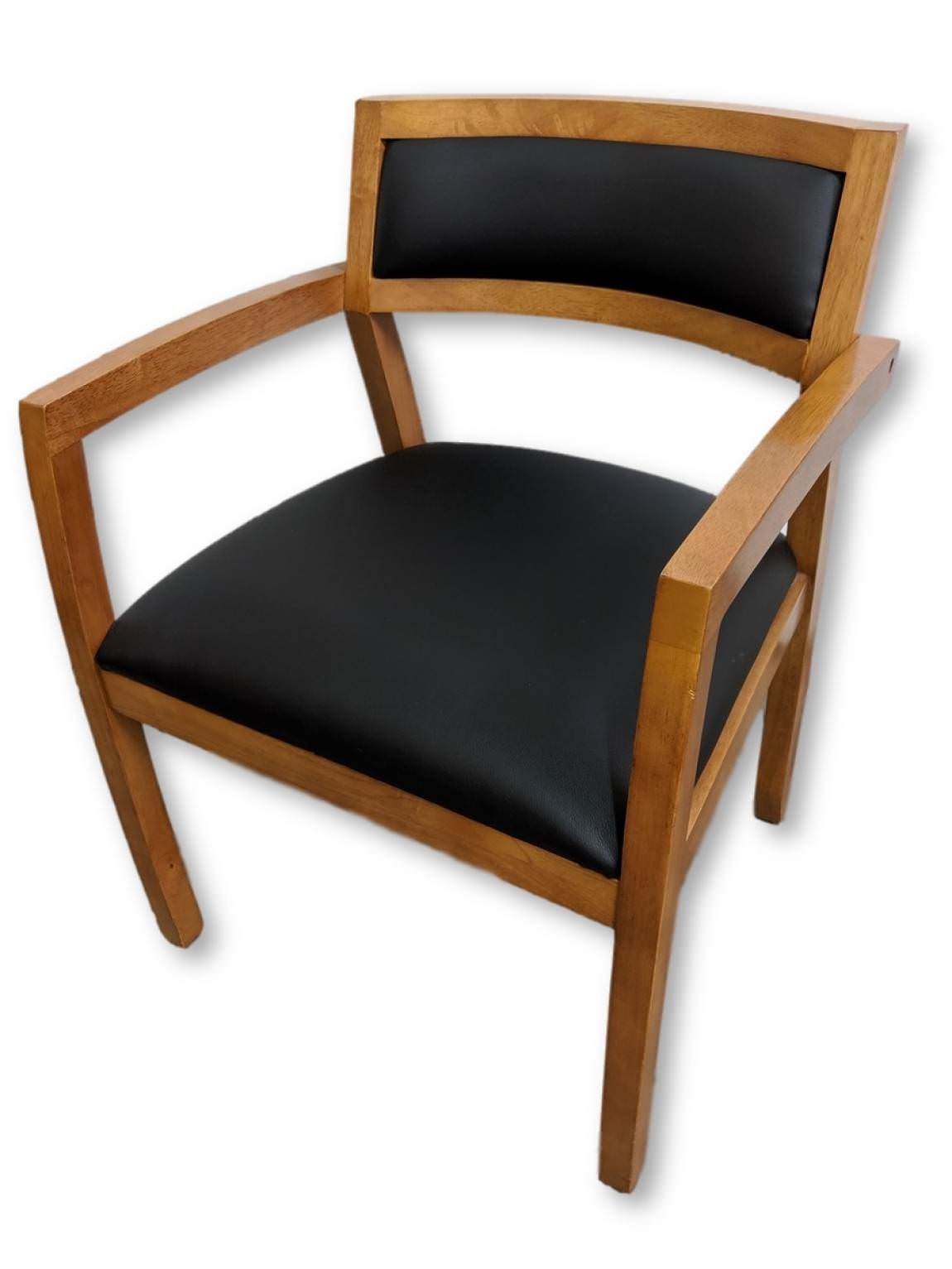 Black Vinyl Guest Chairs with Solid Wood Frame