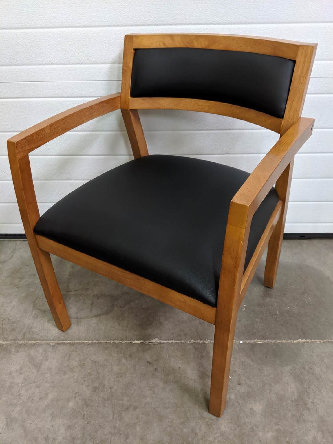 Black Vinyl Guest Chairs with Solid Wood Frame