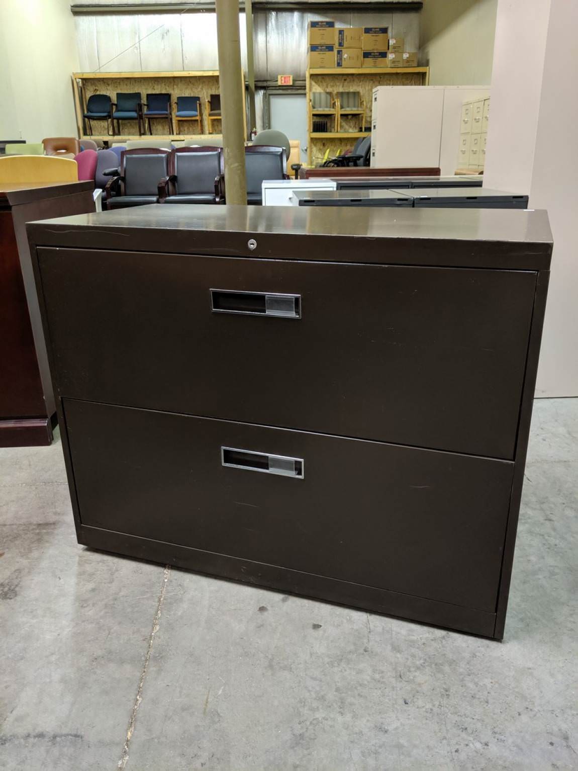 Brown Metal 2 Drawer Lateral Filling Cabinet – 36 Inch Wide