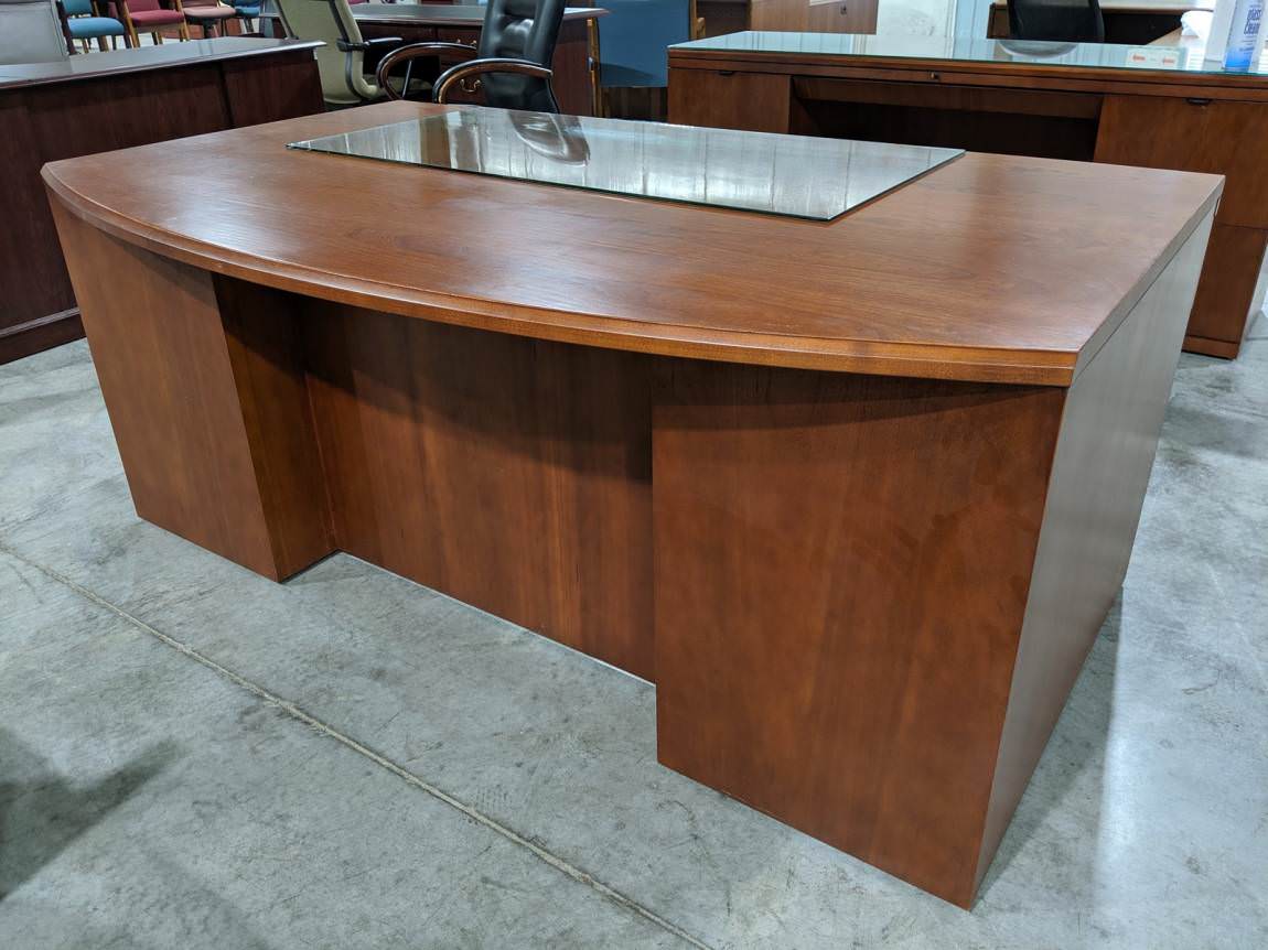 Solid Wood Cherry Bow Front Desk