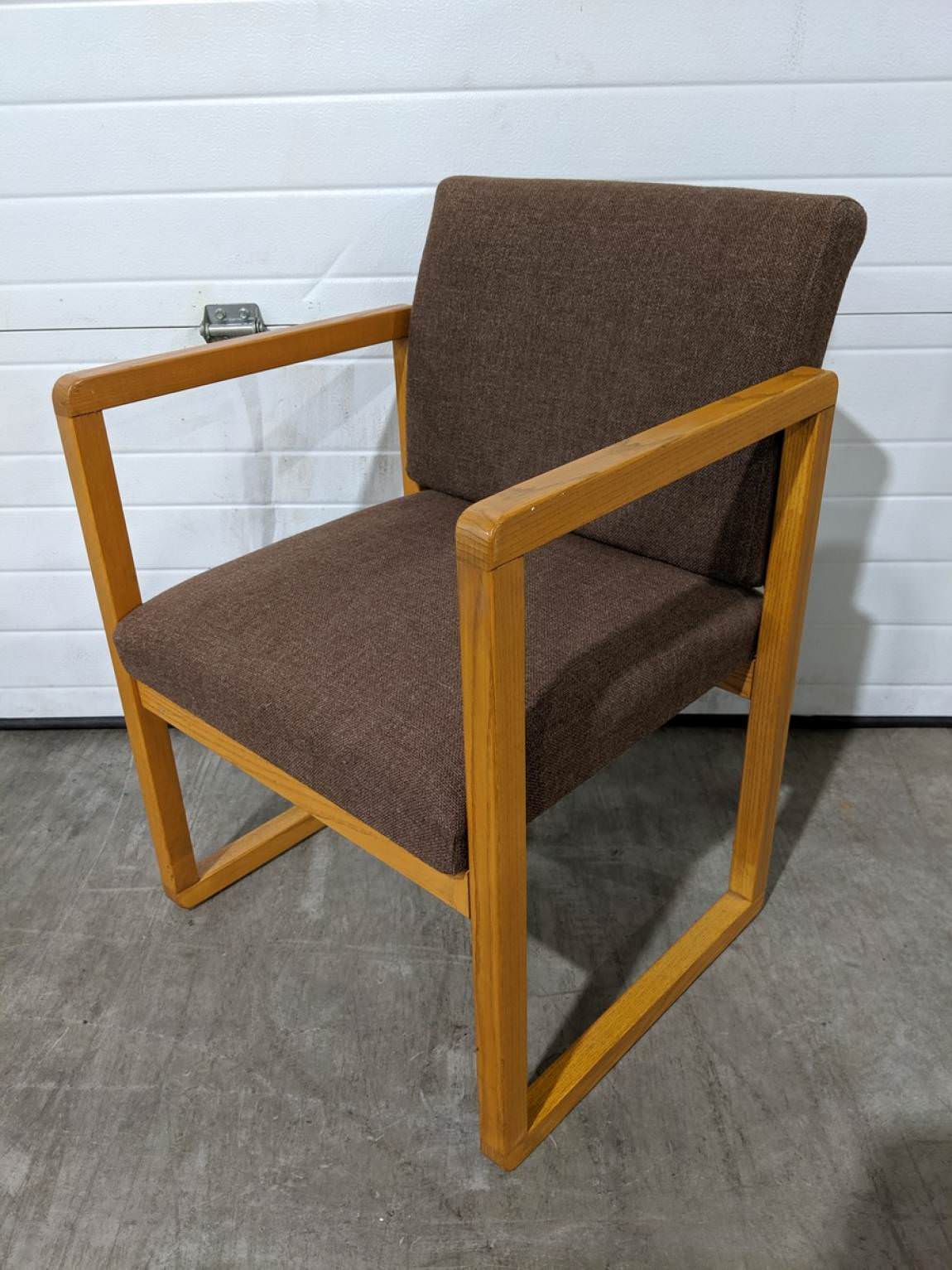 Brown Fabric Guest Chair with Wood Frame