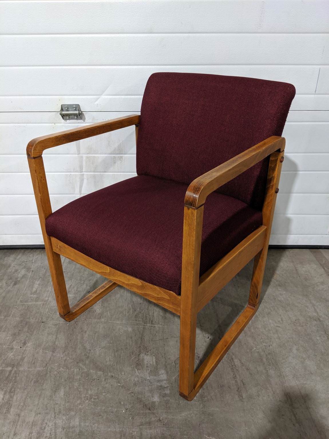Red Fabric Guest Chair with Solid Wood Frame