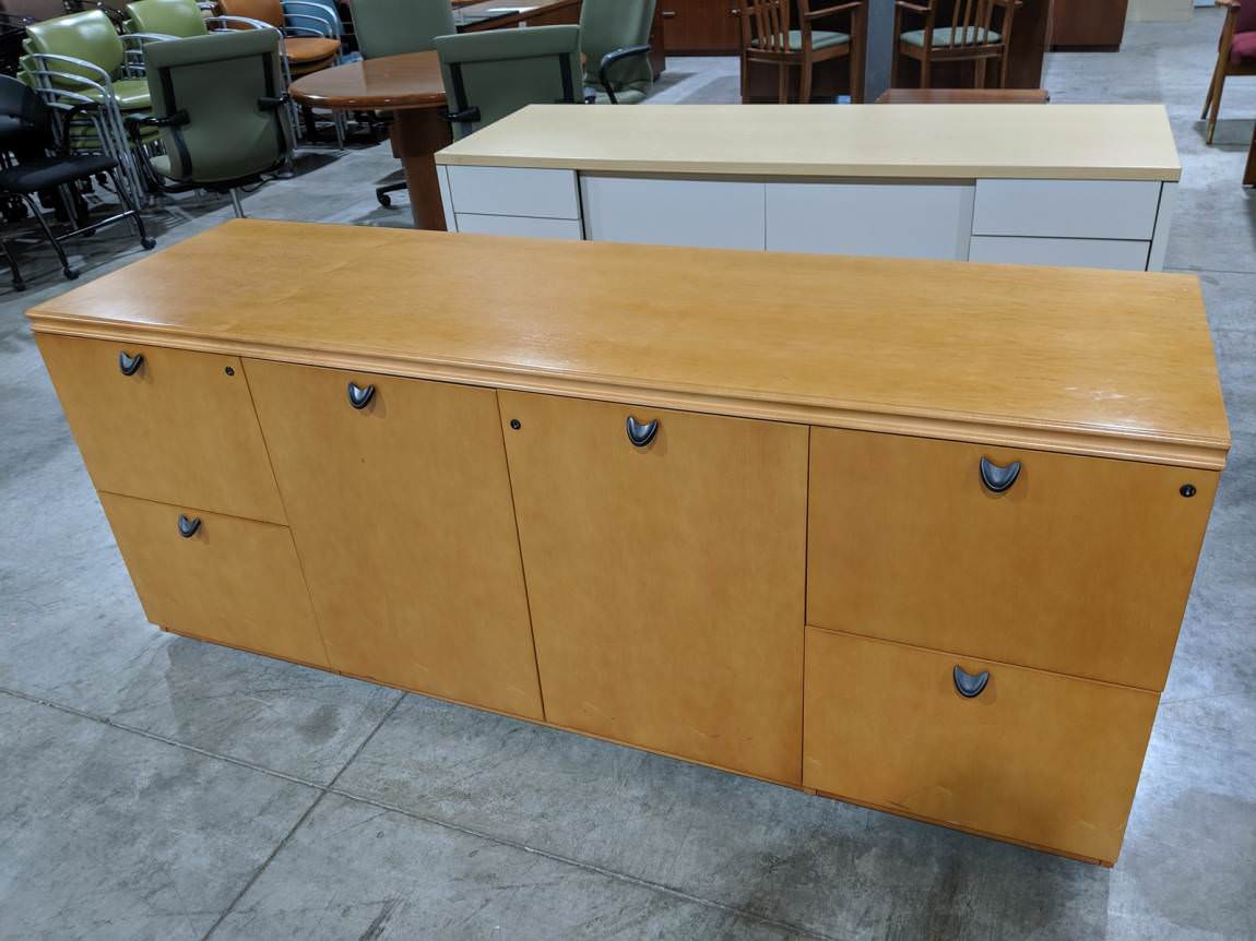 Solid Wood Storage Credenza with Oak Finish