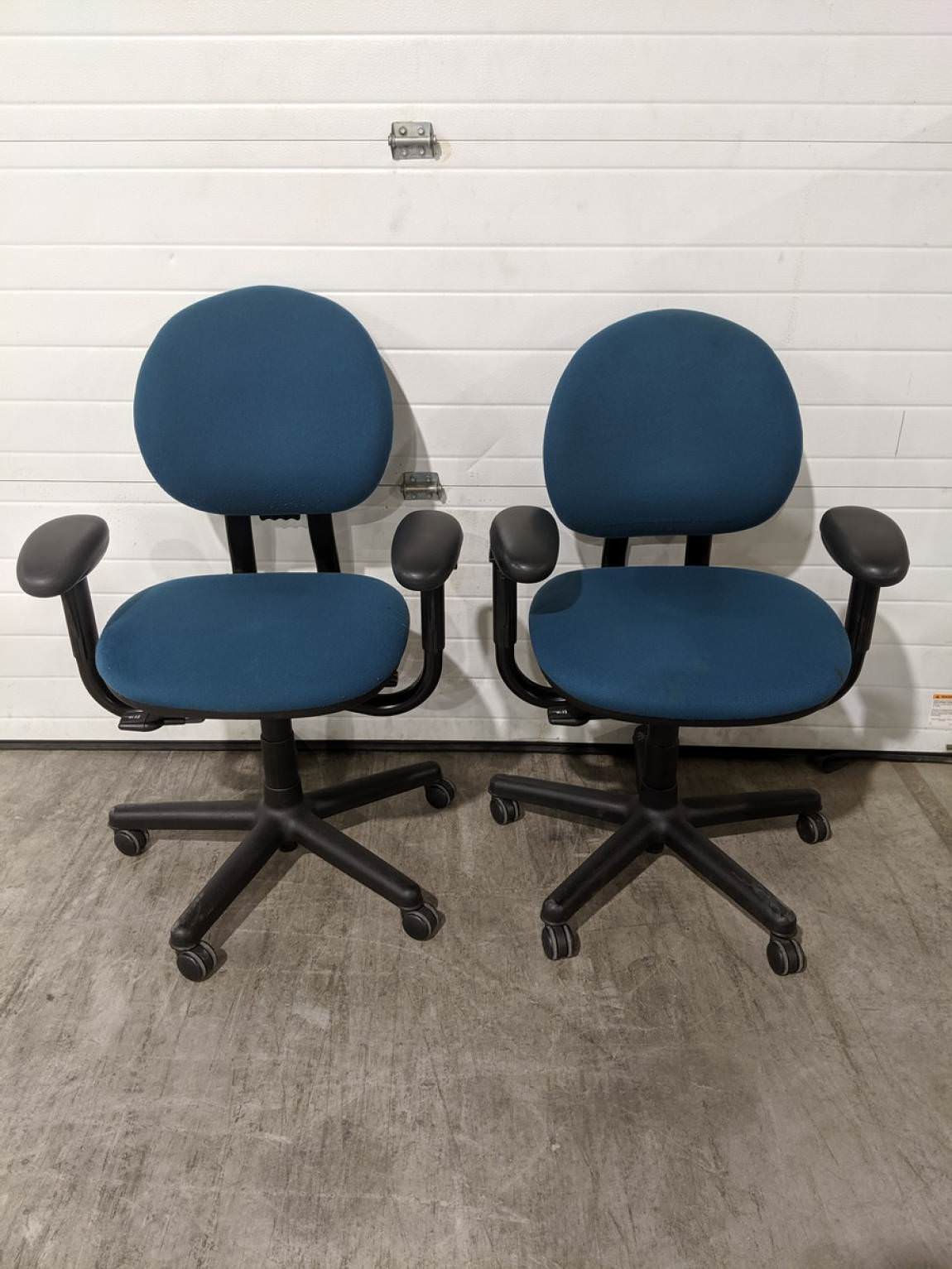 Steelcase Teal Fabric Rolling Office Chairs