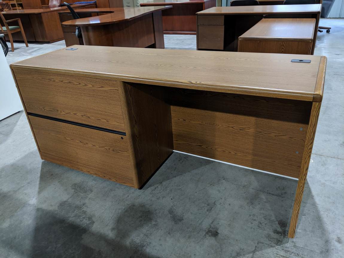 Hon Oak Laminate Credenza Desk with Lateral Storage