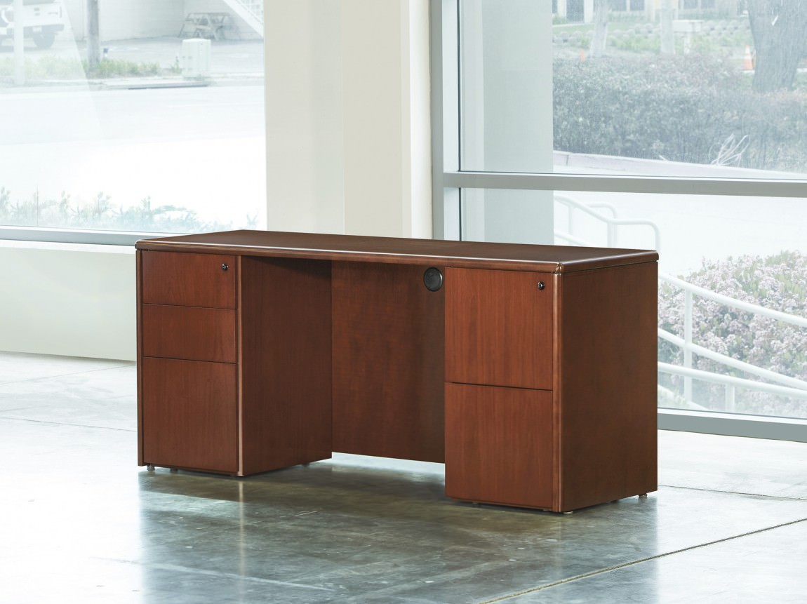 Dark Cherry Credenza Desk with Drawers | Sonoma by Office Star Products