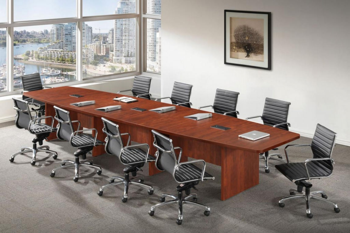Boat Shaped Conference Room Table And Chairs Set PL Laminate