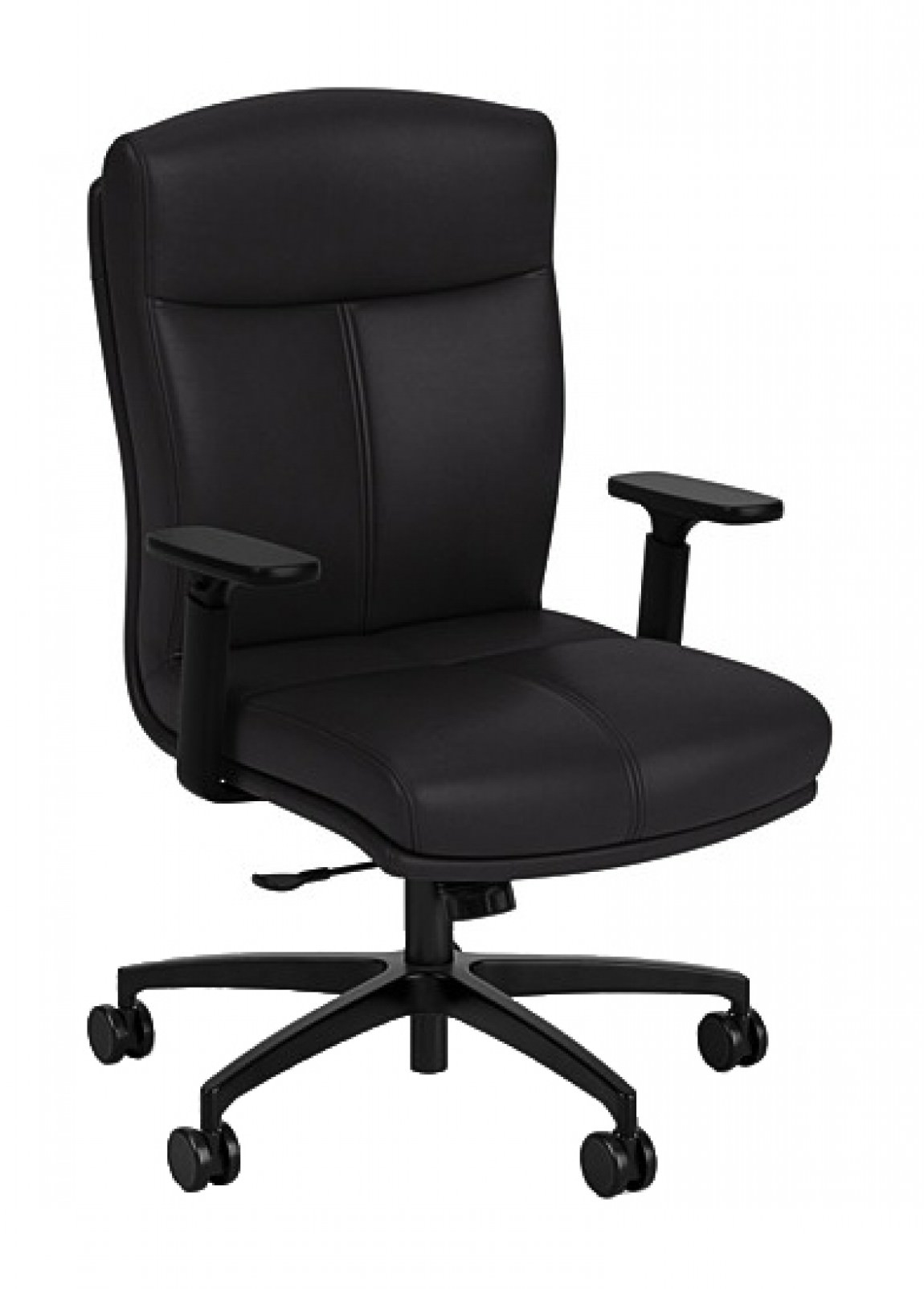 Office Factor Black Mesh High Back Executive Office Chair, Adjustable Arms,  Head Rest, Seat Depth, Lumbar Support, Height, PU Casters, Ergonomic