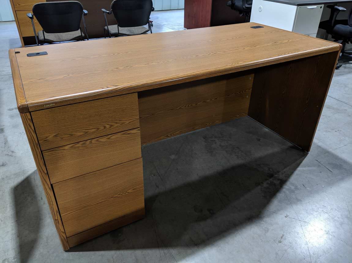 Hon Oak Laminate Desk with Drawers