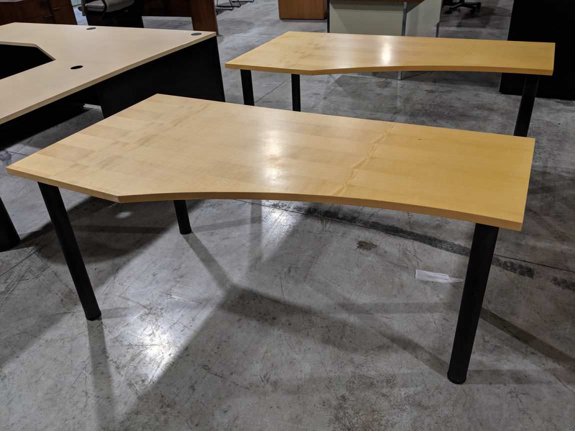 Maple Laminate Table with Black Metal Legs