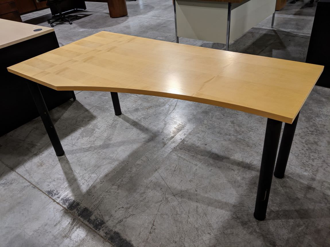 Maple Laminate Table with Black Metal Legs