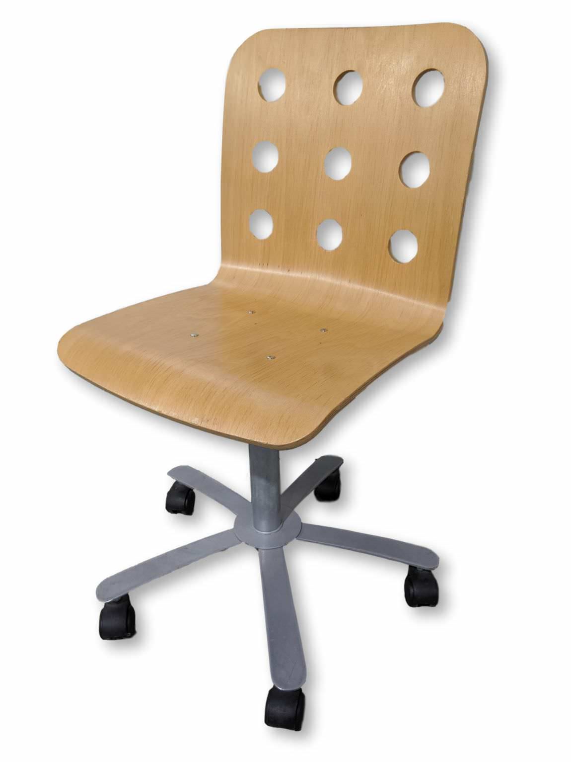 Rolling Swivel Chair with Oak Finish