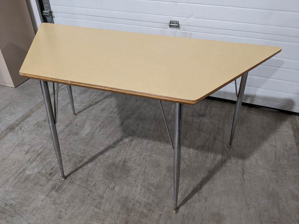 Maple Laminate Table with Silver Metal Legs
