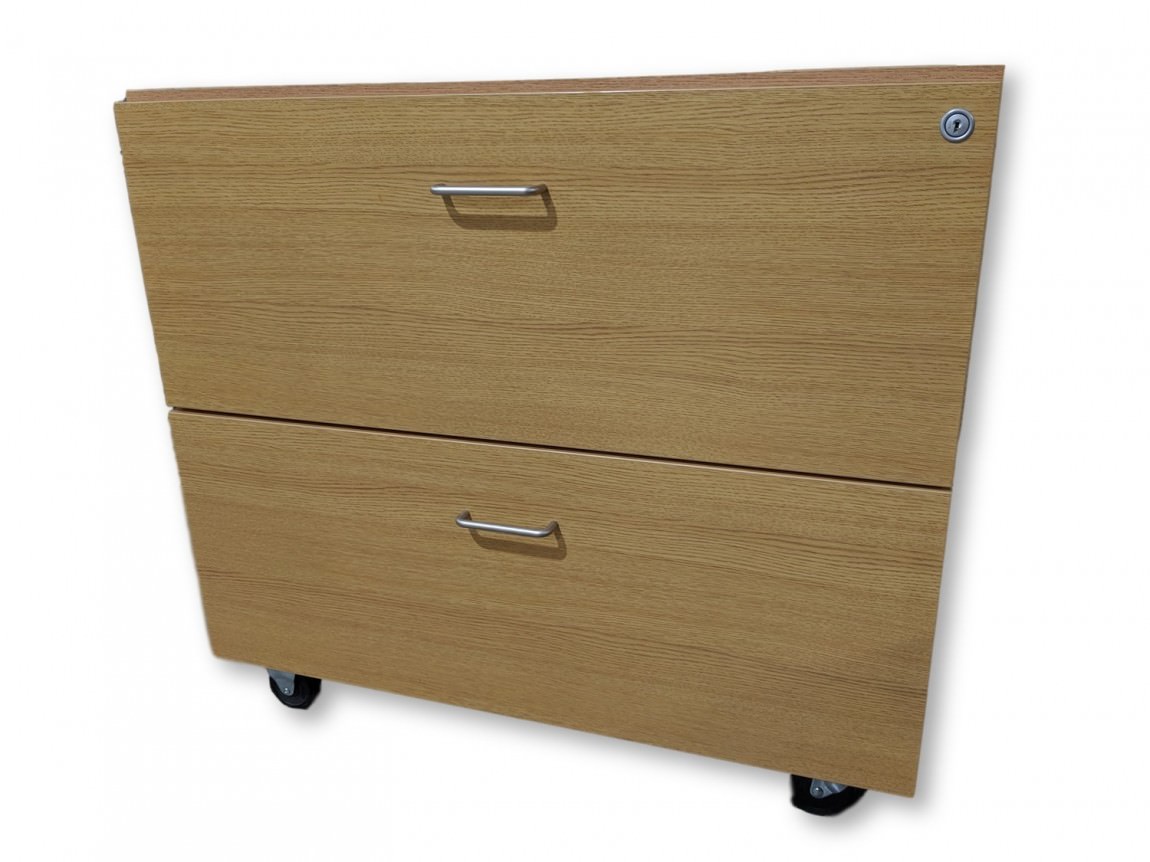Rolling Oak Laminate 2 Drawer Lateral Filing Cabinet – 31.75 Inch Wide ...