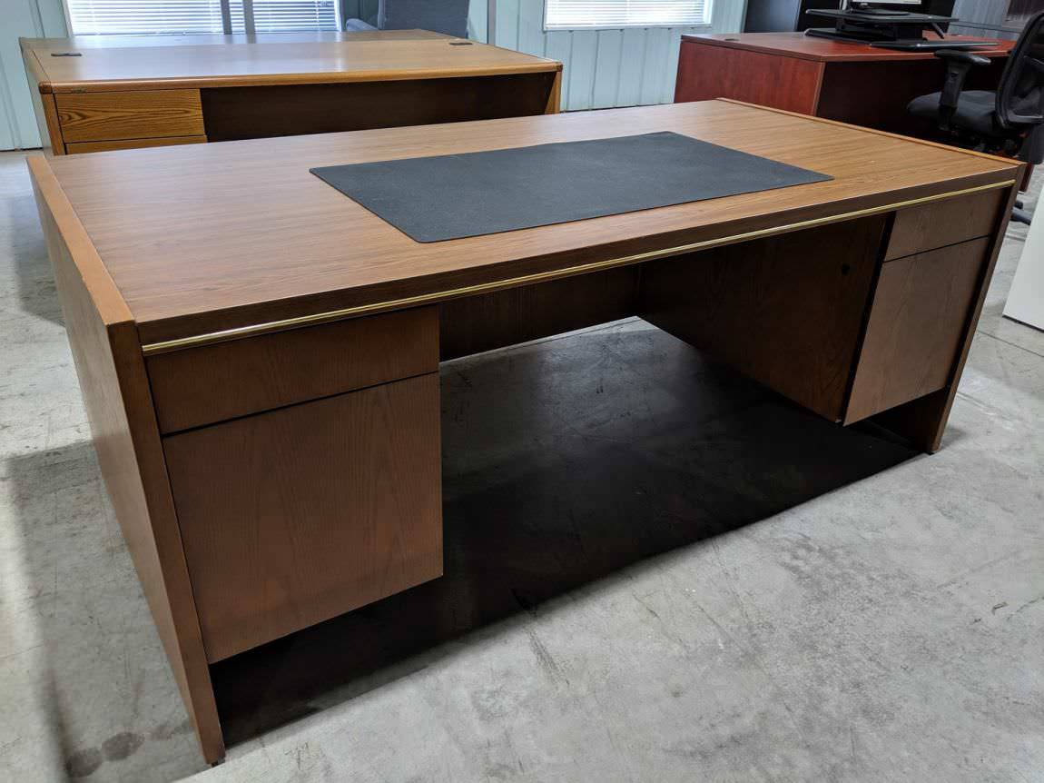 Oak Laminate Desk with Drawers