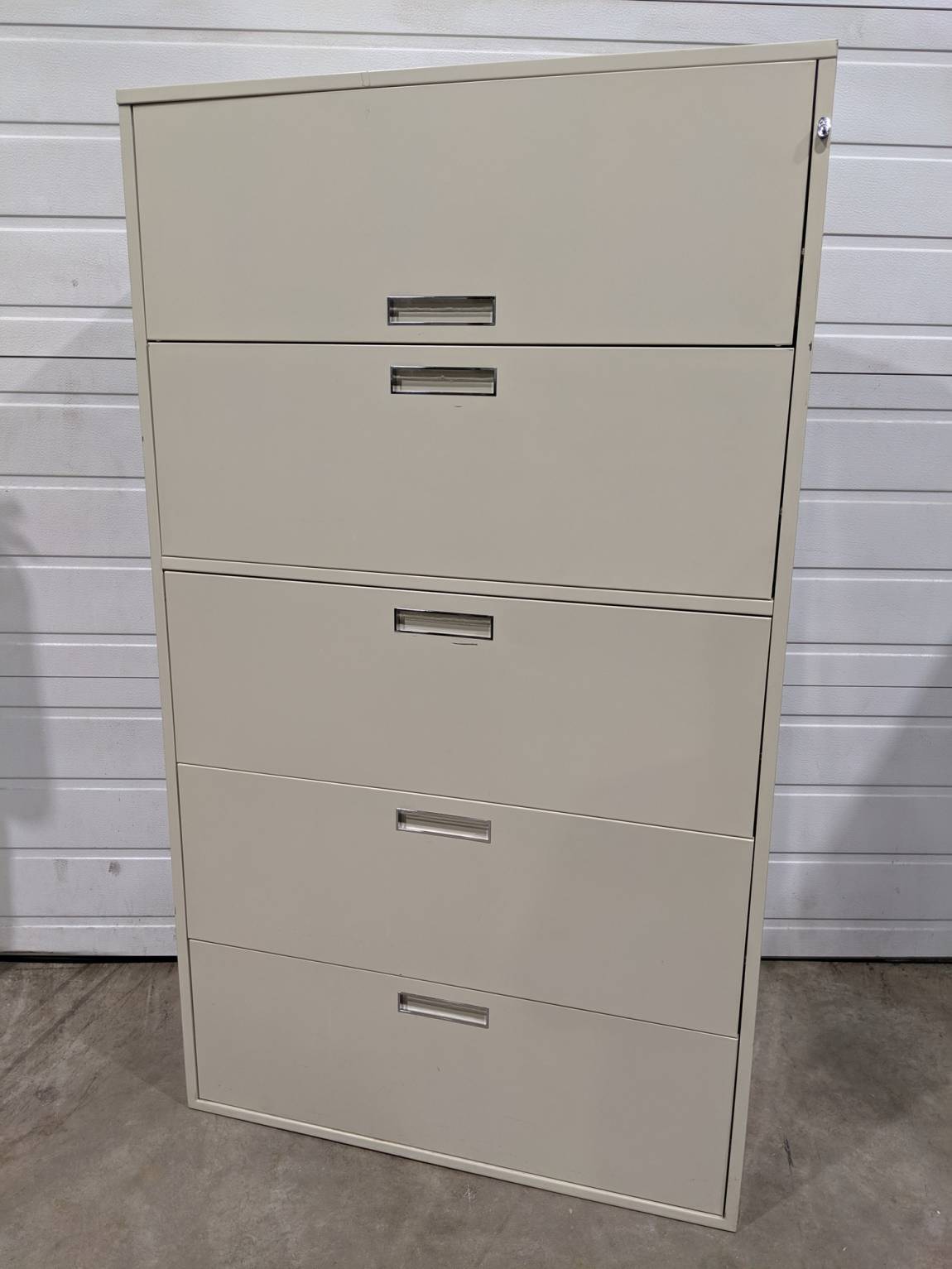 Putty Metal 5 Drawer Lateral Filing Cabinet – 36 Inch Wide