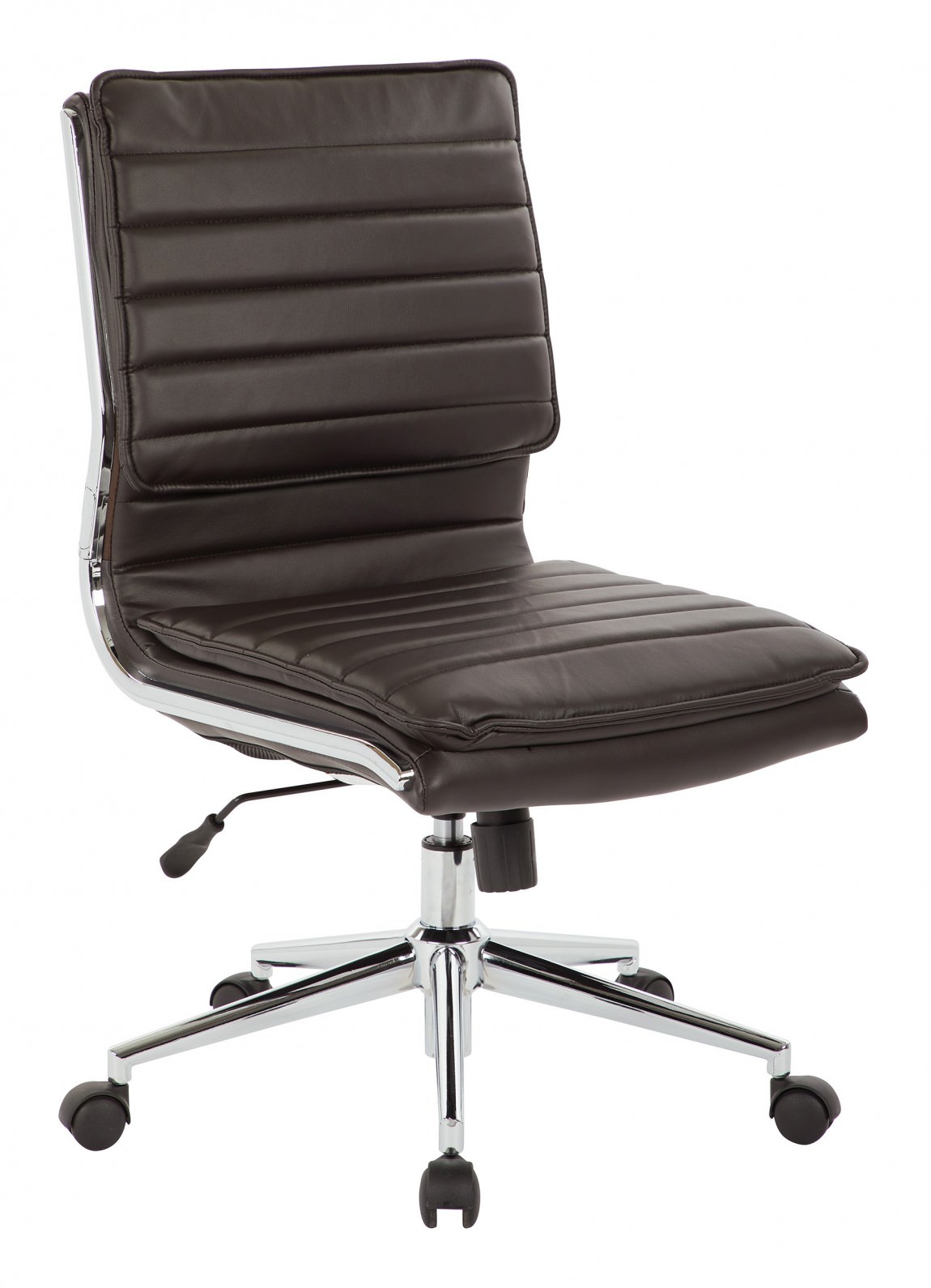 Ergonomic Executive Mid back PU Leather Office Chair Armless Side