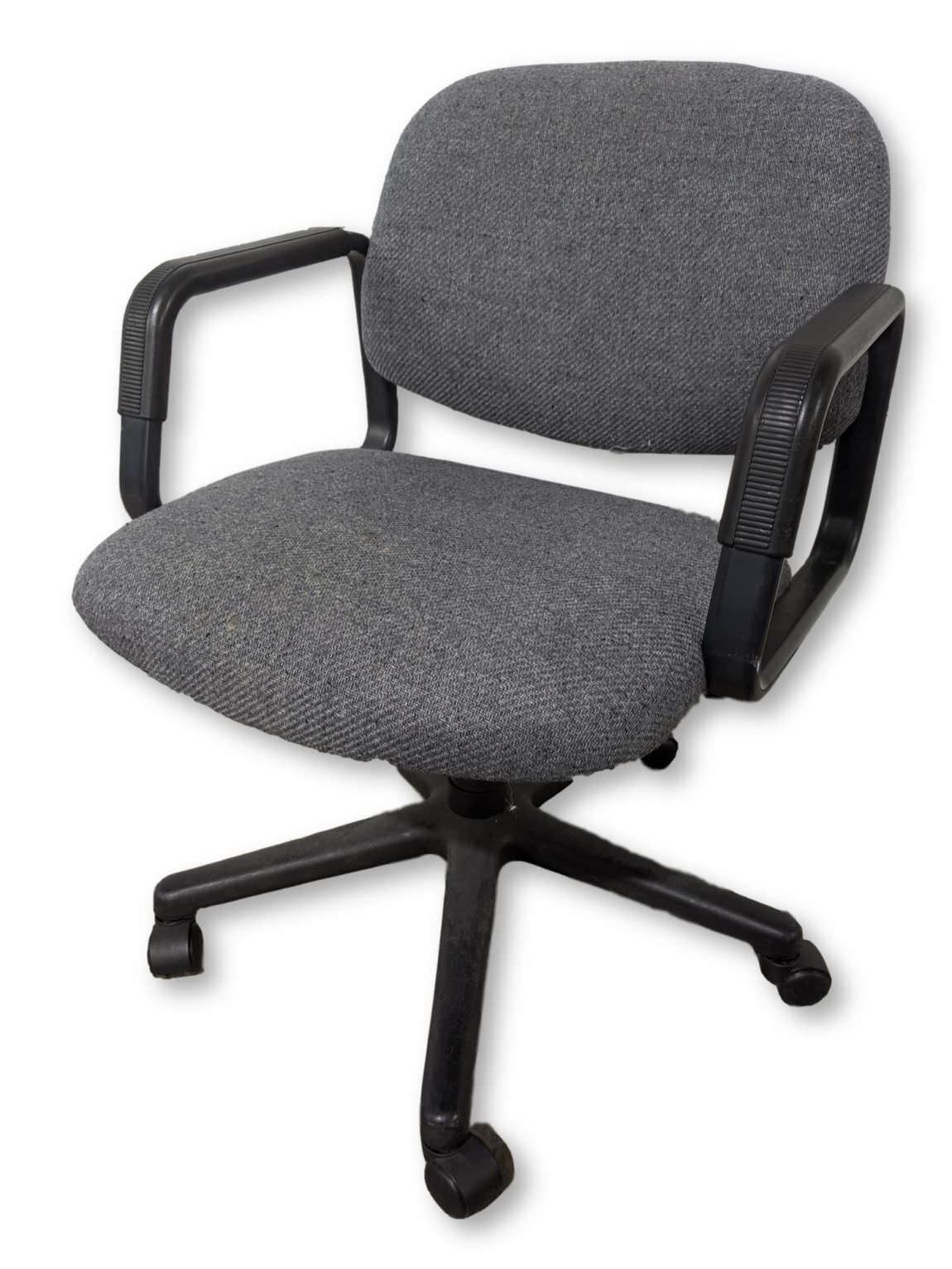 Gray Swivel Chair with Black Arms