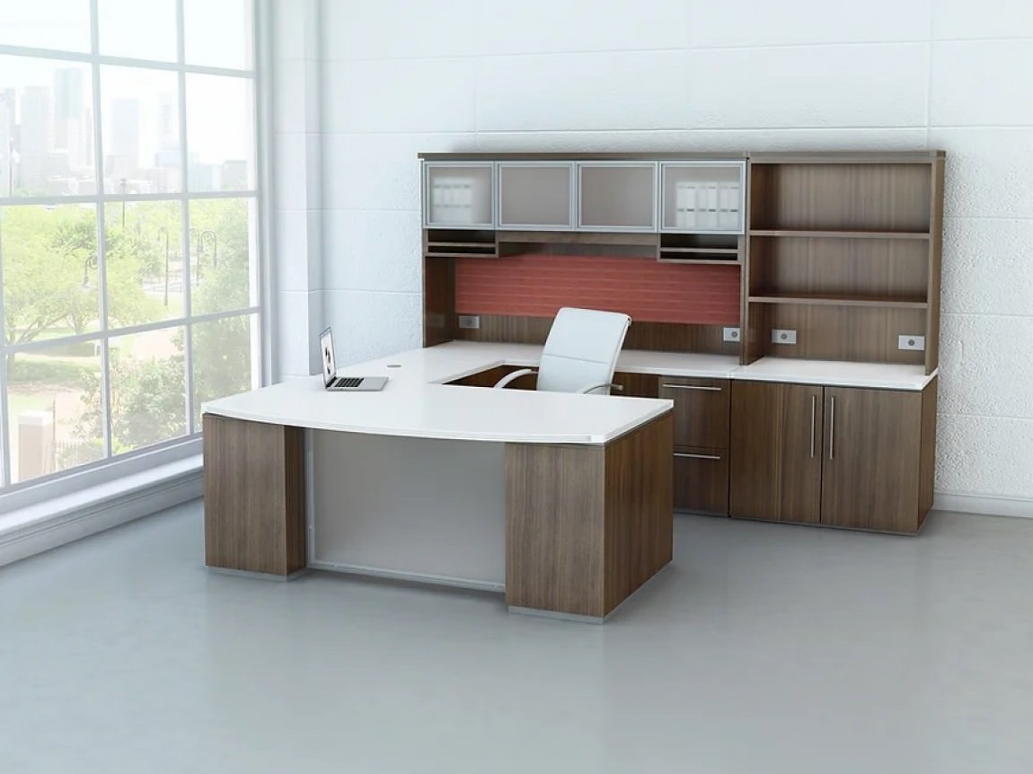 U Desk With Storage