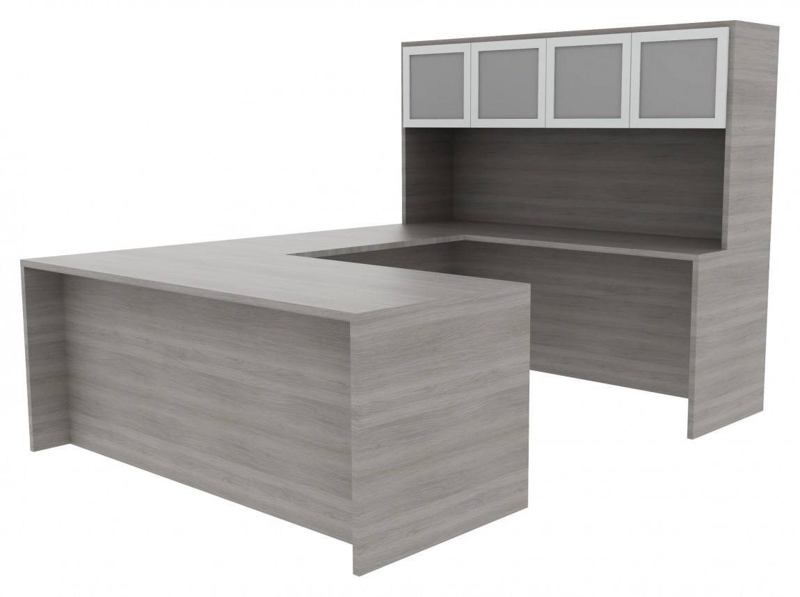 Valley Gray Office Desk with Hutch | Amber by Cherryman