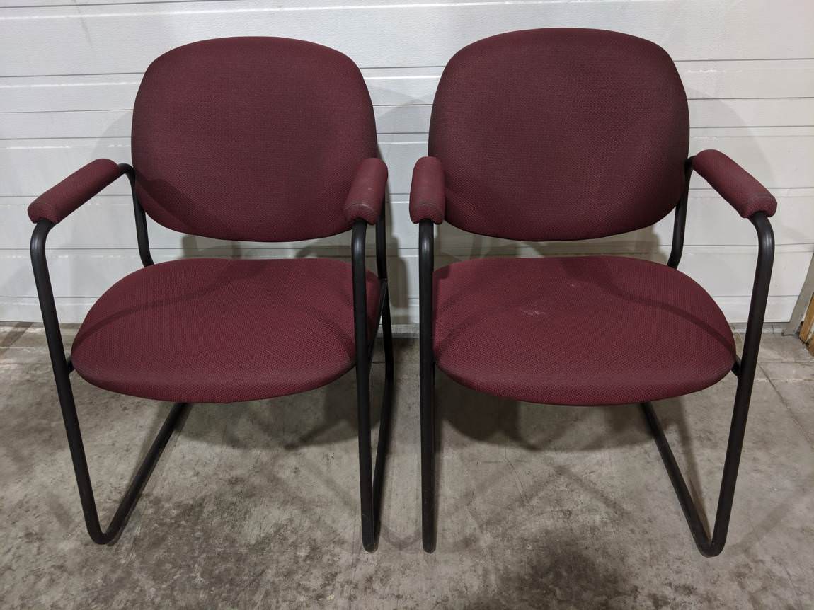 Maroon Guest Chair with Metal Frame