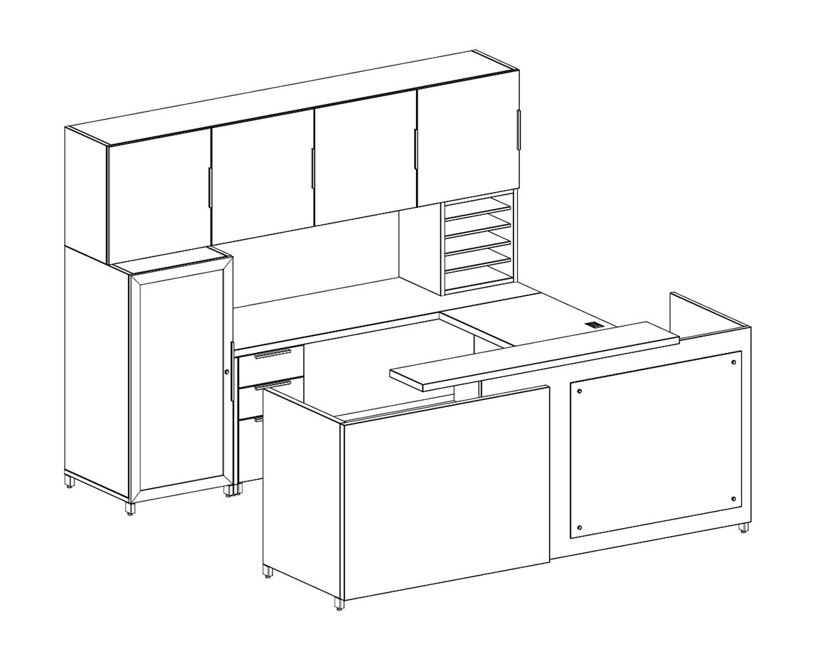 U Shaped Reception Desk with Storage